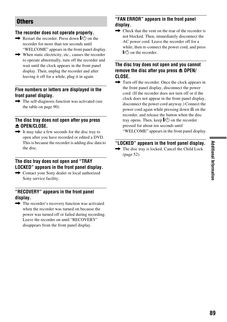 Others | Sony RDR-GX310 User Manual | Page 89 / 104