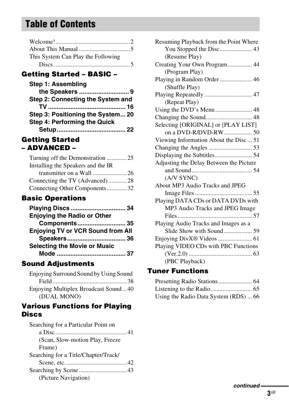 Sony DAV-DZ830W User Manual | Page 3 / 116