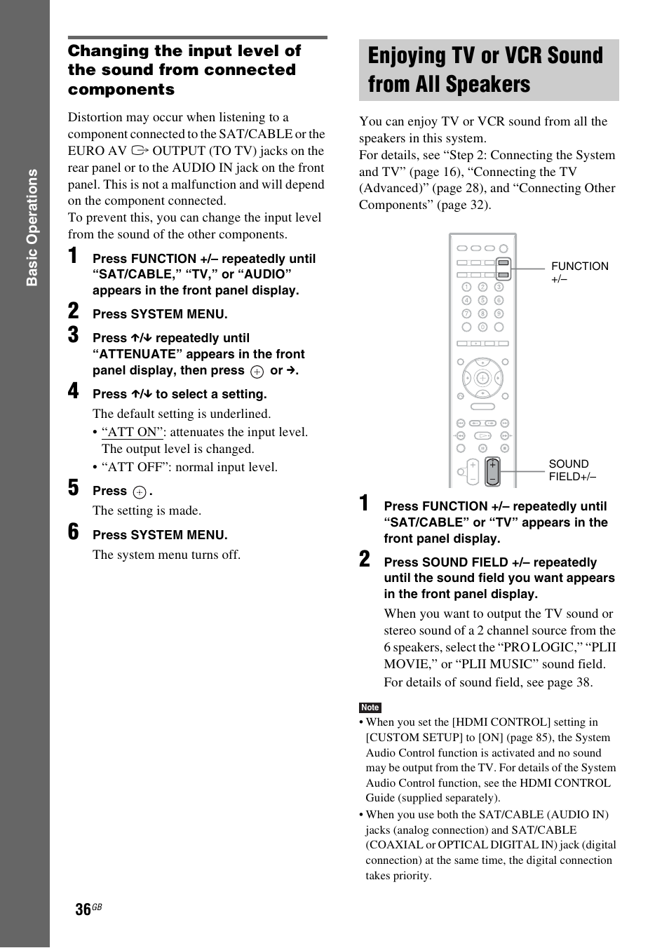 Enjoying tv or vcr sound from all speakers, Enjoying tv or vcr sound from all, Speakers | Sony DAV-DZ830W User Manual | Page 36 / 116