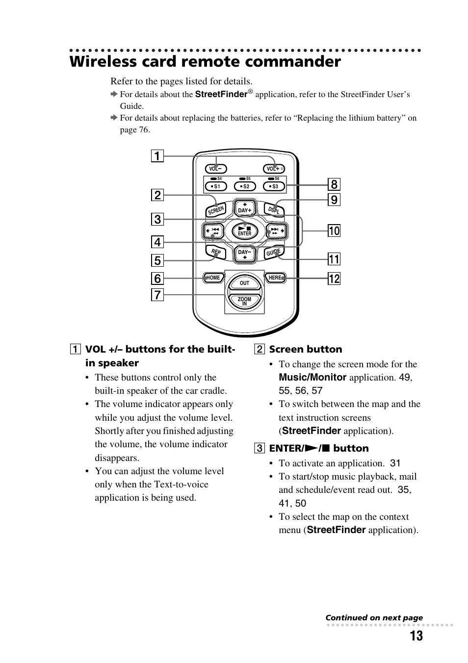 Wireless card remote commander | Sony PEGA-CC5 User Manual | Page 13 / 84