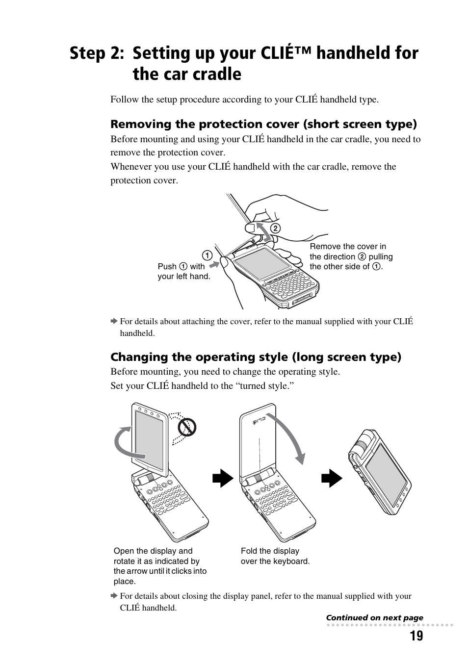 Setting up your clié™ handheld for the, Car cradle | Sony PEGA-CC5 User Manual | Page 19 / 84