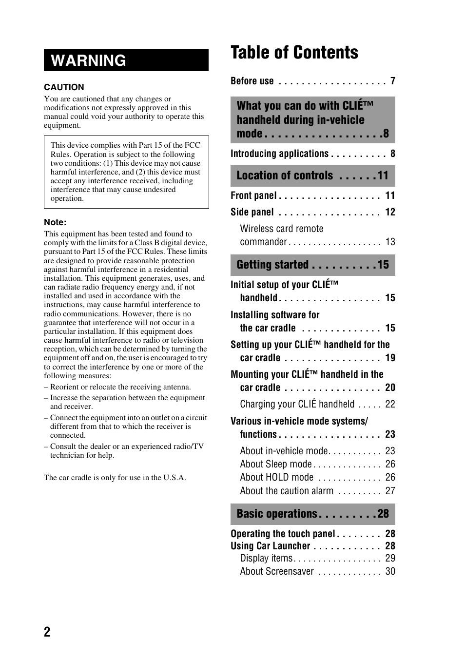 Sony PEGA-CC5 User Manual | Page 2 / 84