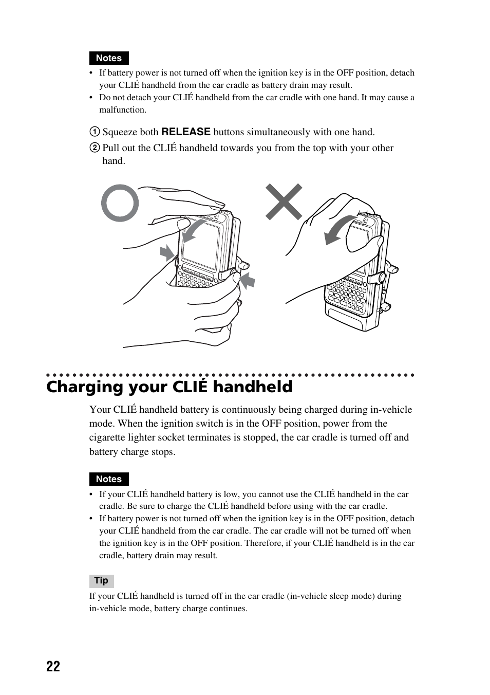 Charging your clié handheld | Sony PEGA-CC5 User Manual | Page 22 / 84