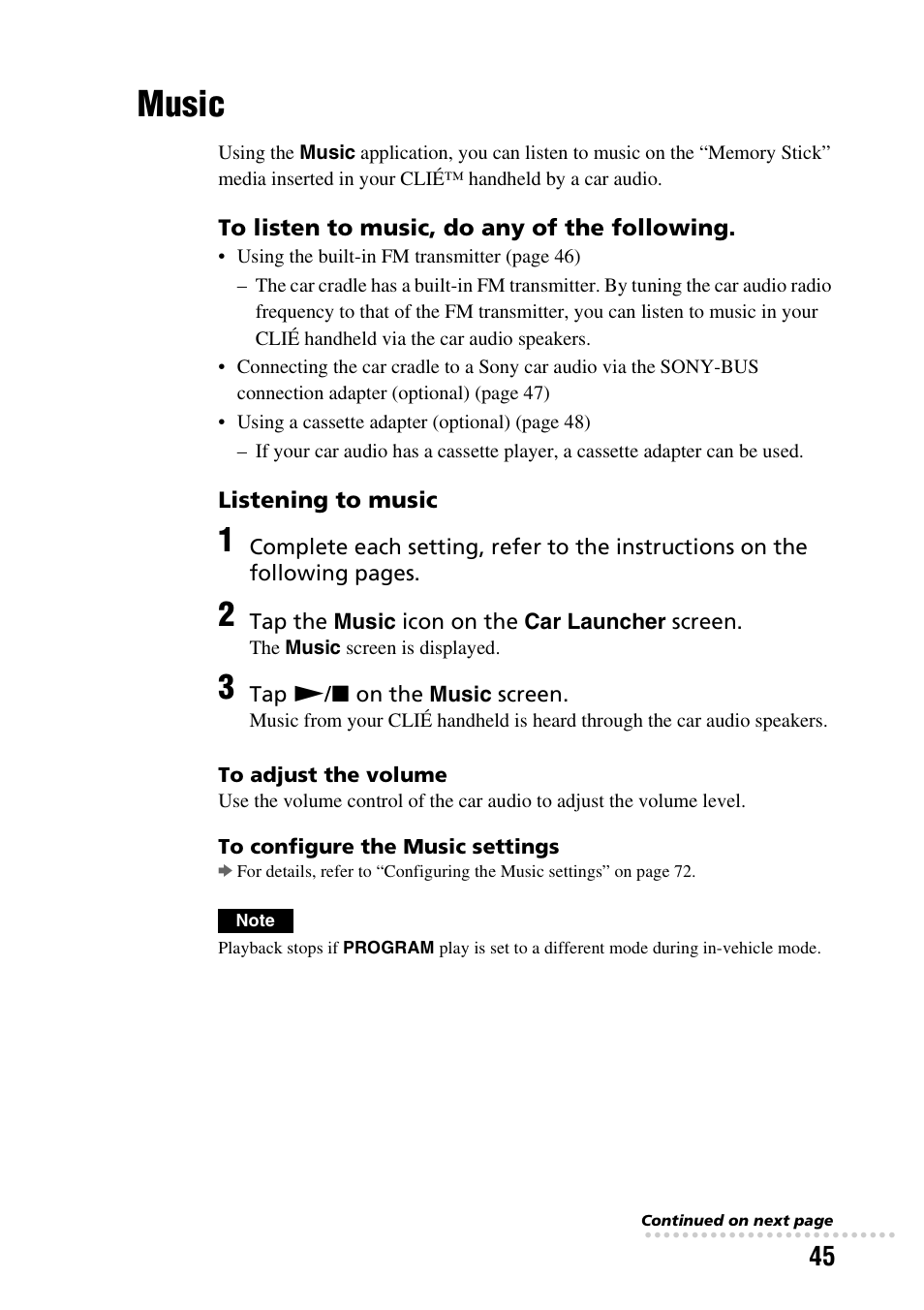 Music | Sony PEGA-CC5 User Manual | Page 45 / 84