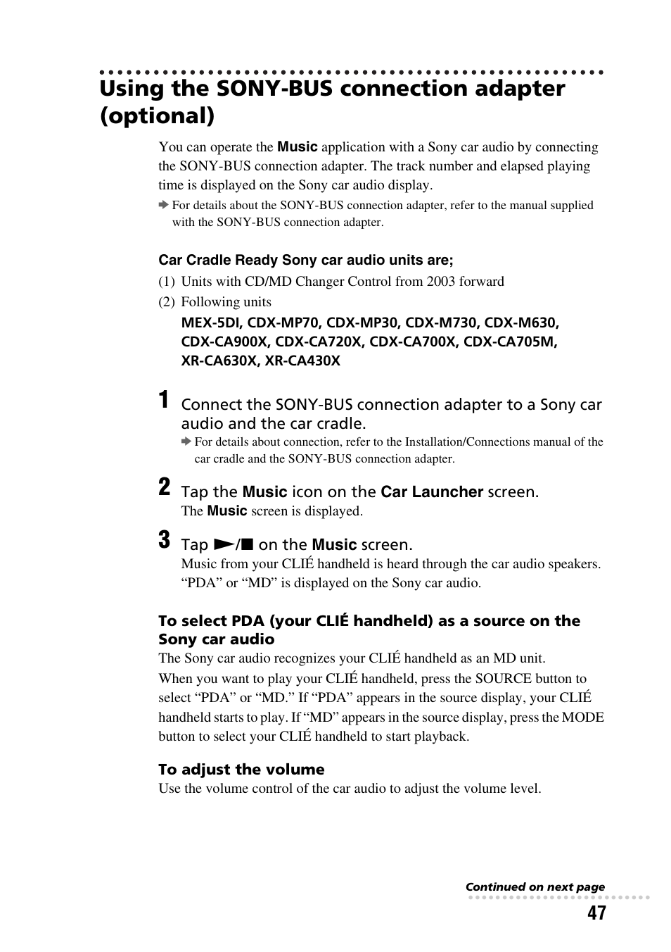 Using the sony-bus connection adapter (optional) | Sony PEGA-CC5 User Manual | Page 47 / 84