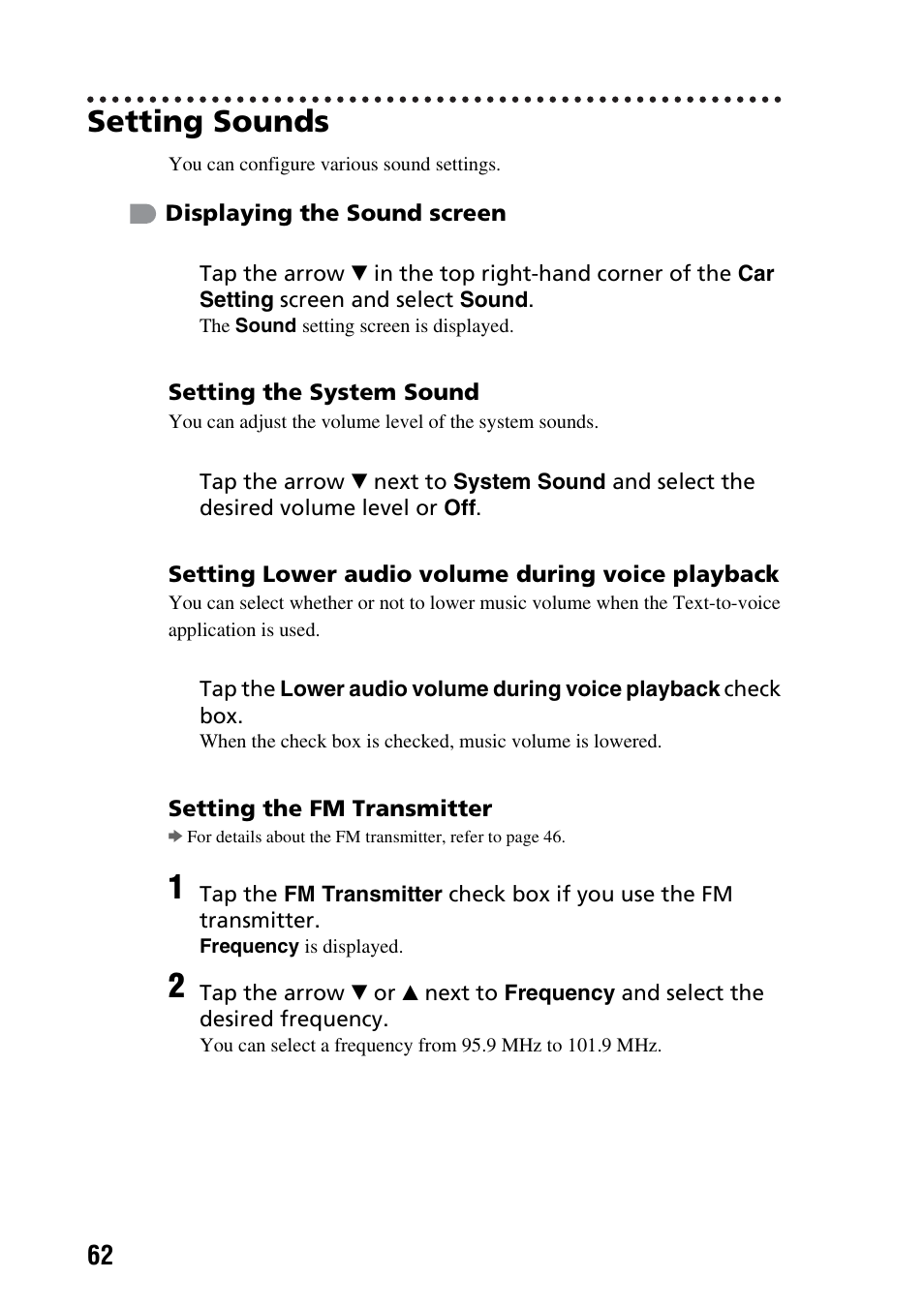 Setting sounds, Und 62 | Sony PEGA-CC5 User Manual | Page 62 / 84