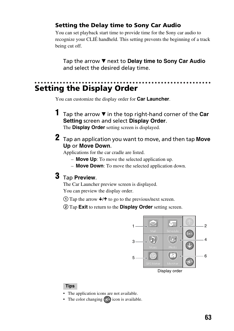 Setting the display order | Sony PEGA-CC5 User Manual | Page 63 / 84