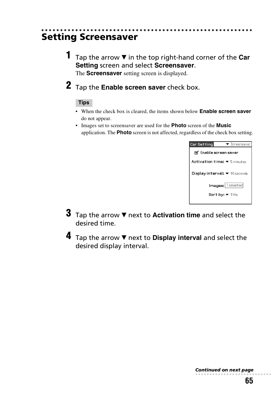 Setting screensaver | Sony PEGA-CC5 User Manual | Page 65 / 84