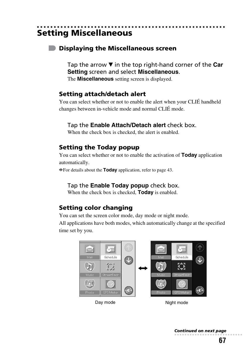 Setting miscellaneous | Sony PEGA-CC5 User Manual | Page 67 / 84
