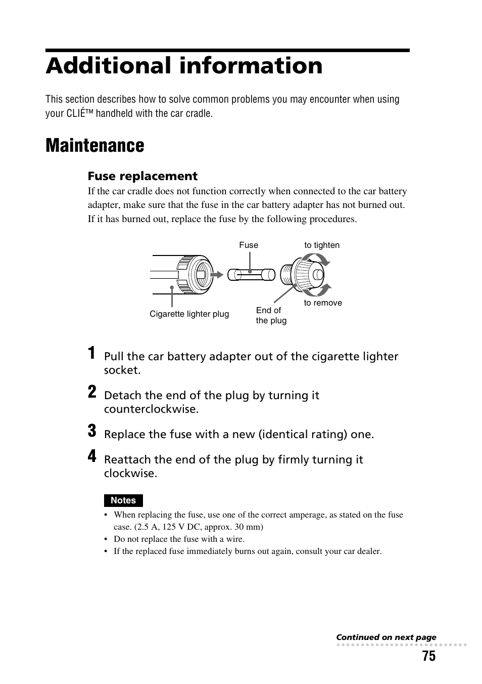 Additional information, Maintenance | Sony PEGA-CC5 User Manual | Page 75 / 84