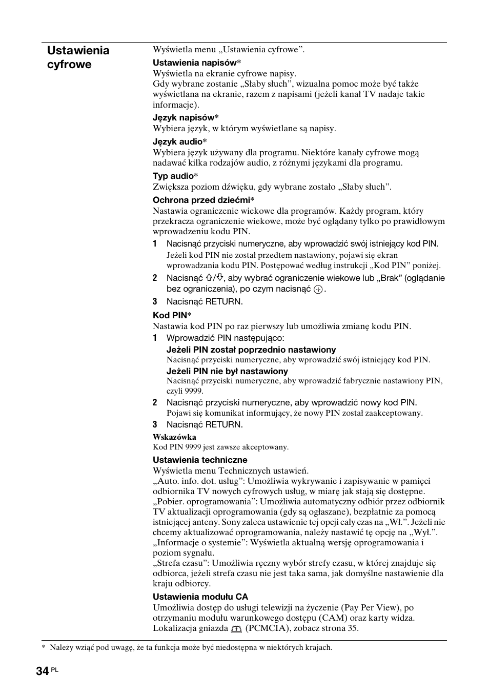 Ustawienia cyfrowe | Sony BRAVIA KDL-26S2000 User Manual | Page 120 / 132