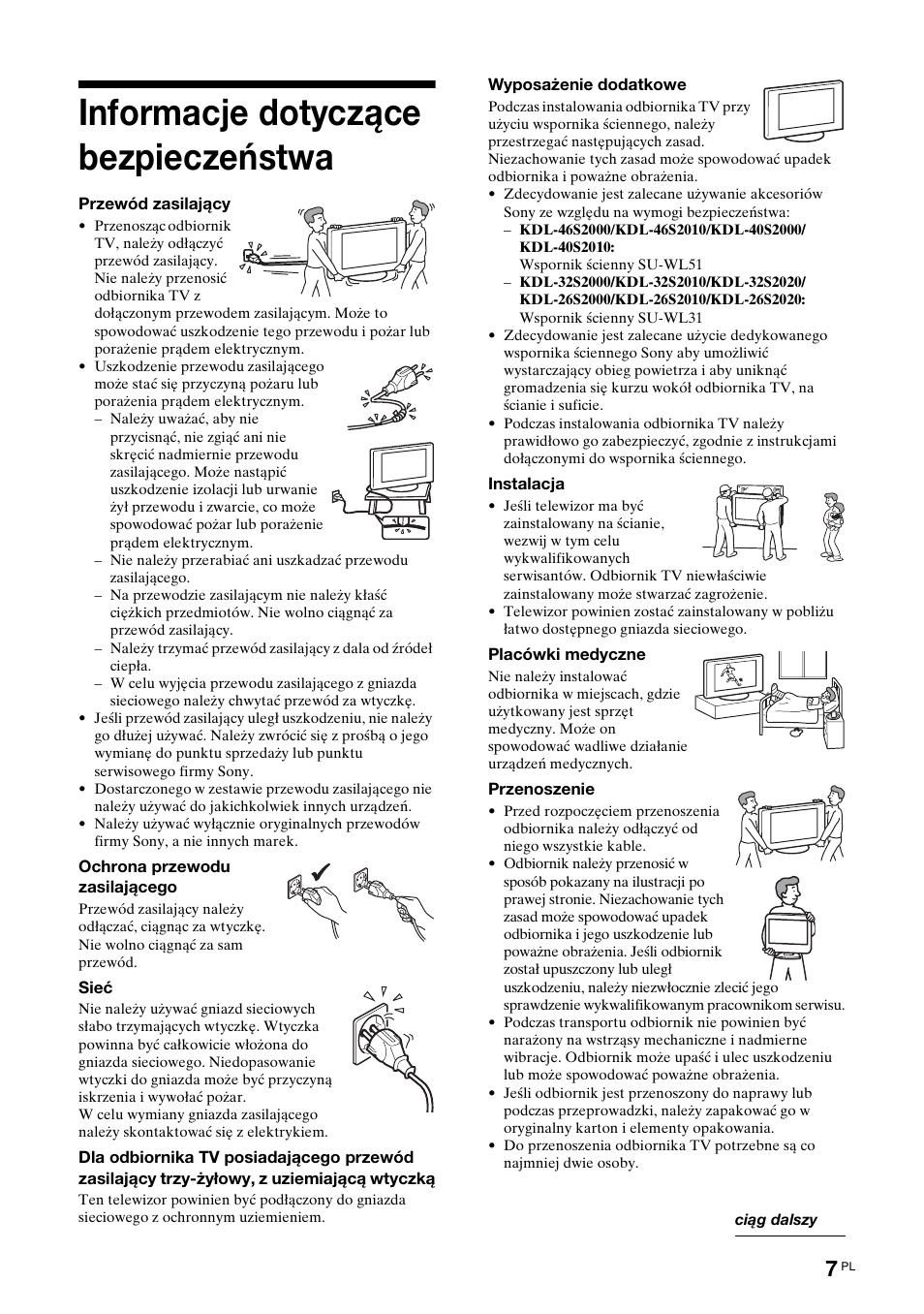 Informacje dotyczące bezpieczeństwa | Sony BRAVIA KDL-26S2000 User Manual | Page 93 / 132