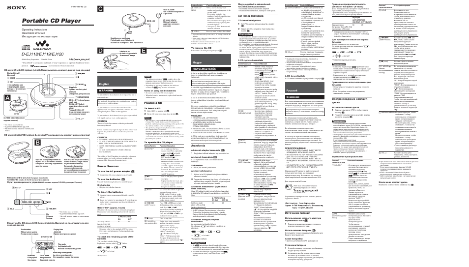 Sony D-EJ118 User Manual | 2 pages
