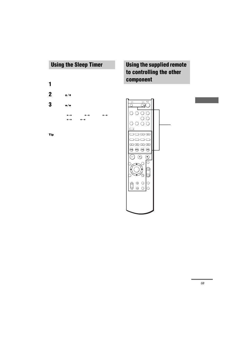 Using the sleep timer, The other component, Other op erati ons/ s ett ing s | Press b/b to select the time, Continued | Sony STR-LV500 User Manual | Page 21 / 36