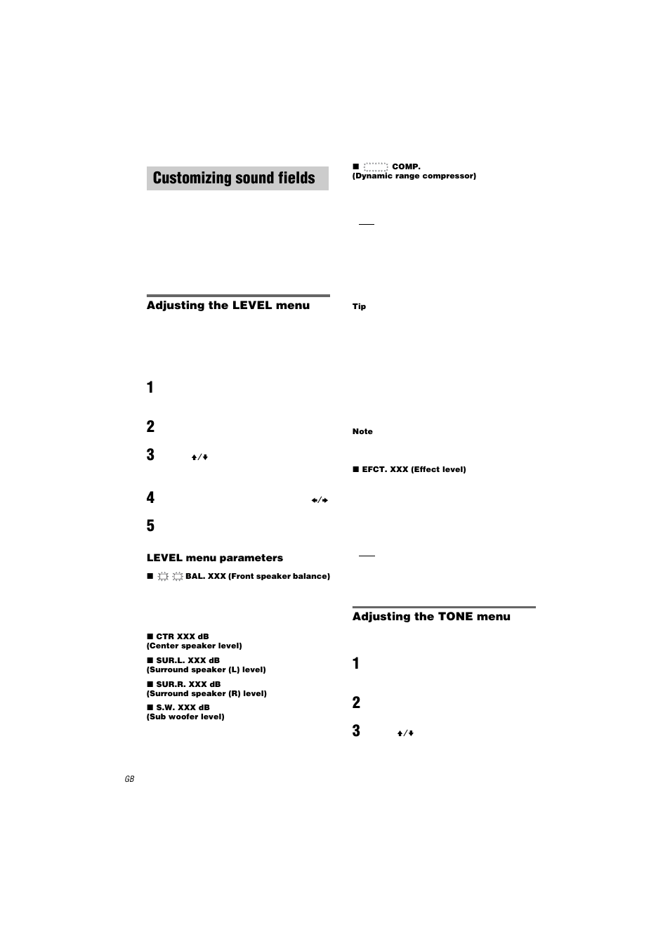 Customizing sound fields | Sony STR-LV500 User Manual | Page 26 / 36