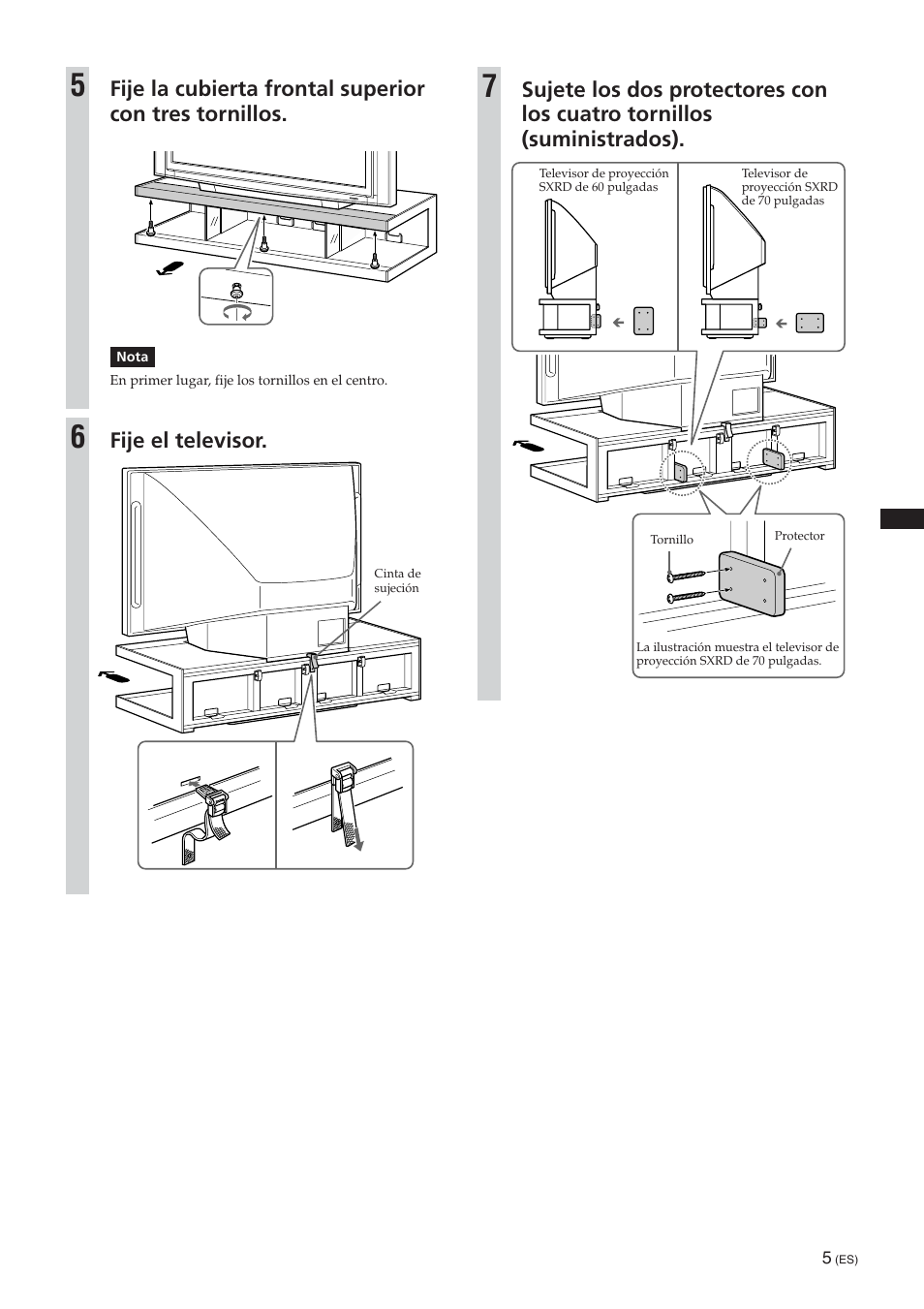 Fije el televisor | Sony SU-RS51U User Manual | Page 17 / 64