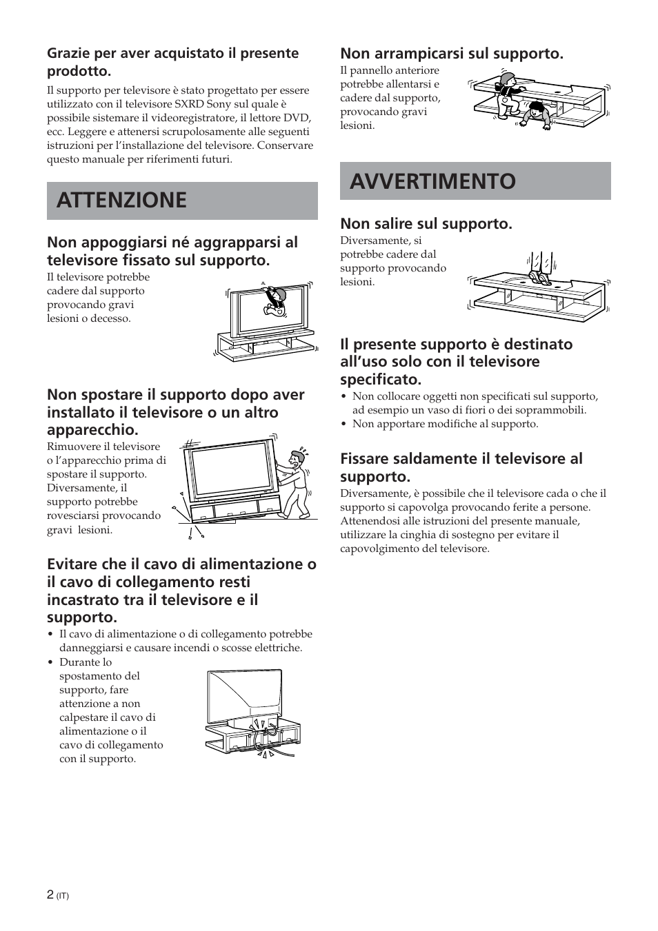 Italiano (it), Attenzione, Avvertimento | Sony SU-RS51U User Manual | Page 26 / 64