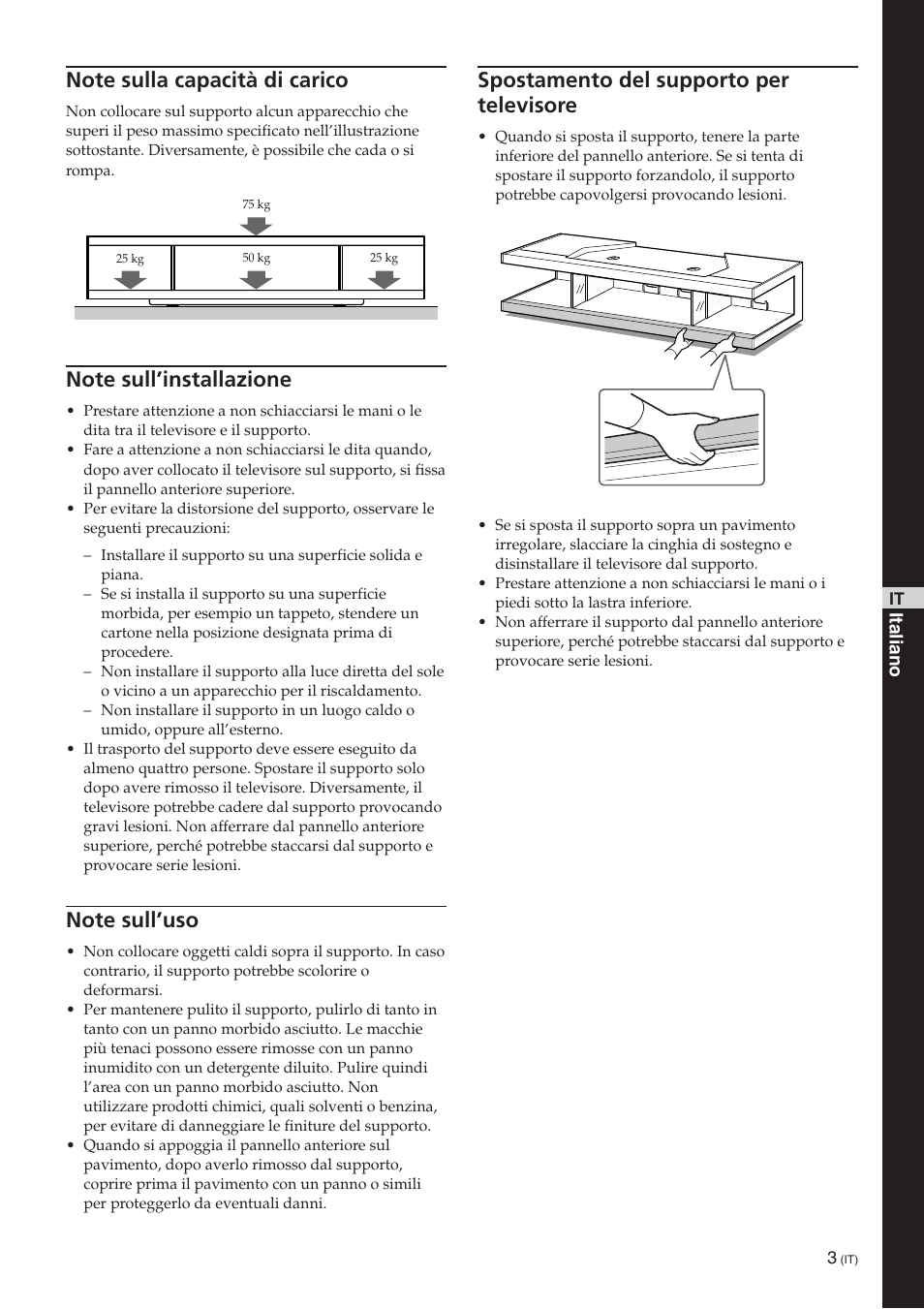 Spostamento del supporto per televisore | Sony SU-RS51U User Manual | Page 27 / 64