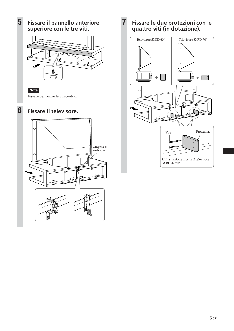 Fissare il televisore | Sony SU-RS51U User Manual | Page 29 / 64