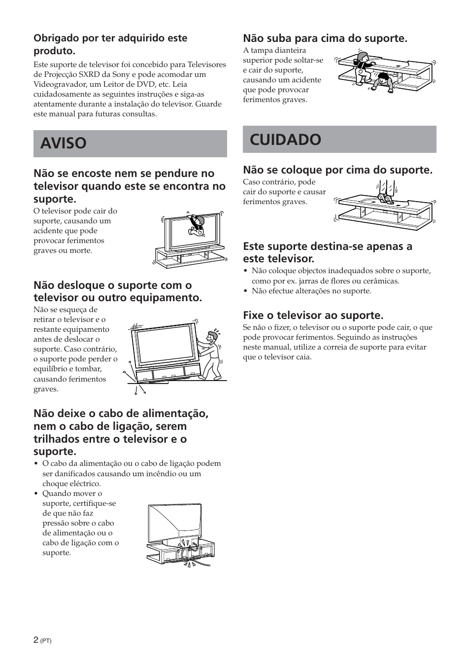 Português (pt), Aviso, Cuidado | Sony SU-RS51U User Manual | Page 32 / 64