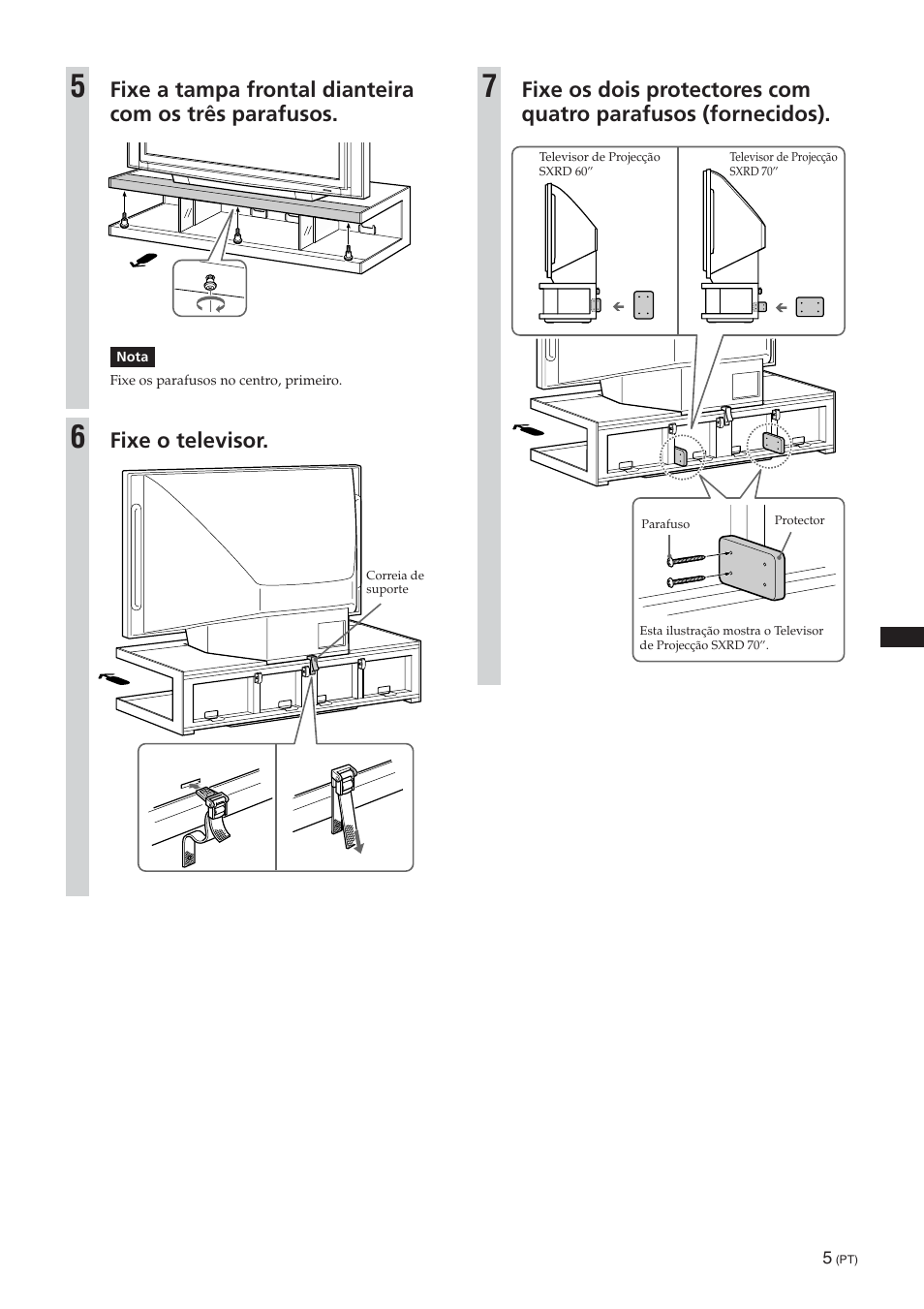 Fixe o televisor | Sony SU-RS51U User Manual | Page 35 / 64