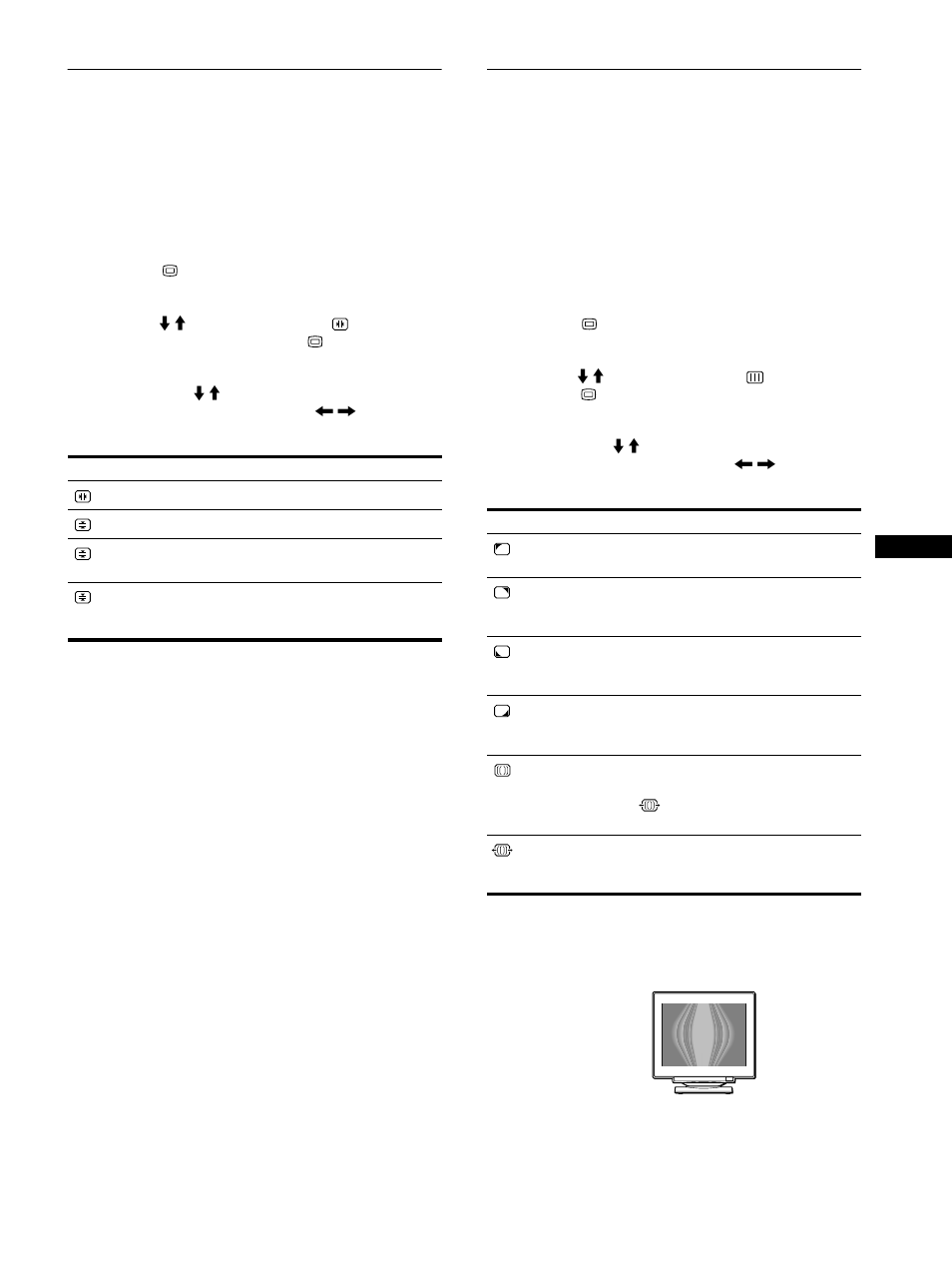 Adjusting the convergence (convergence), Adjusting the quality of the picture (screen) | Sony Color Graphic Display User Manual | Page 11 / 84