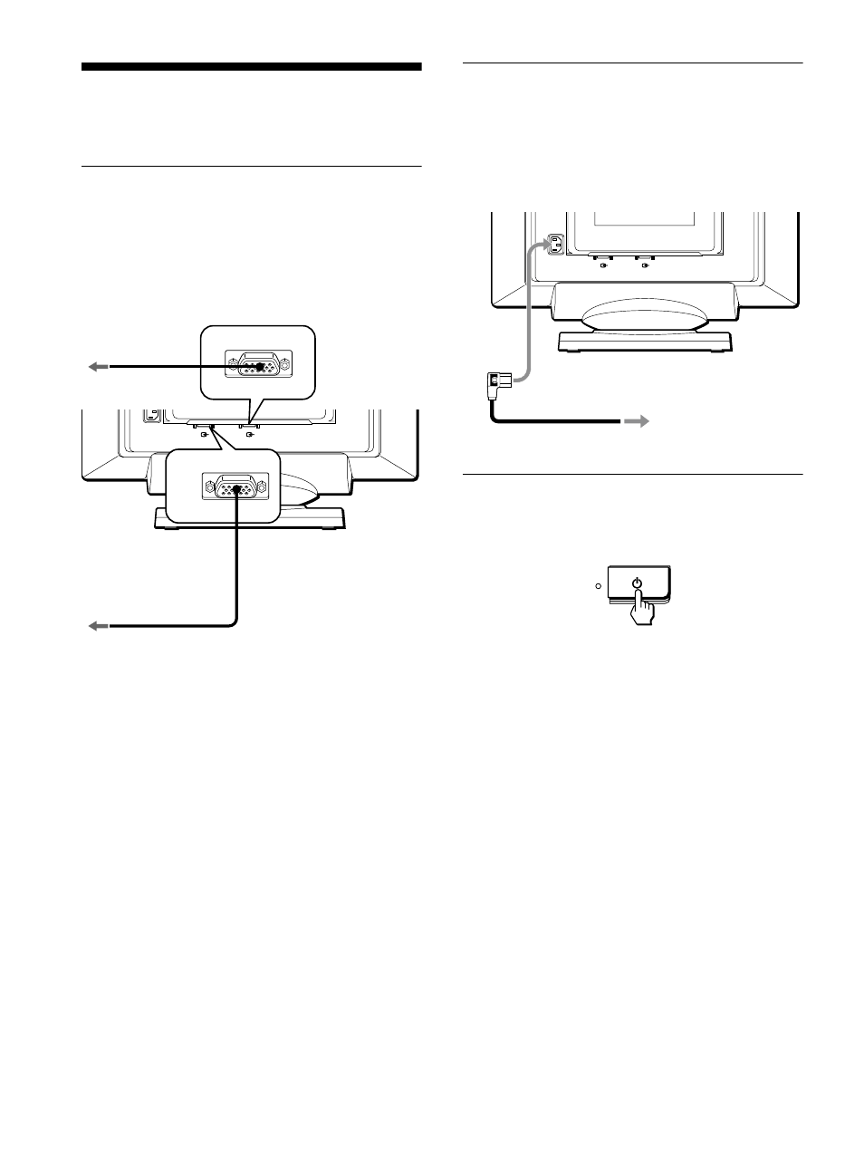 Anschließen des geräts, Schritt 2: anschließen des netzkabels, Schritt 3: einschalten von monitor und computer | Schritt 1: ans, Schritt 3: ei, Seite 6, 1) (seite 6), 2) (seite 6) | Sony Color Graphic Display User Manual | Page 38 / 84