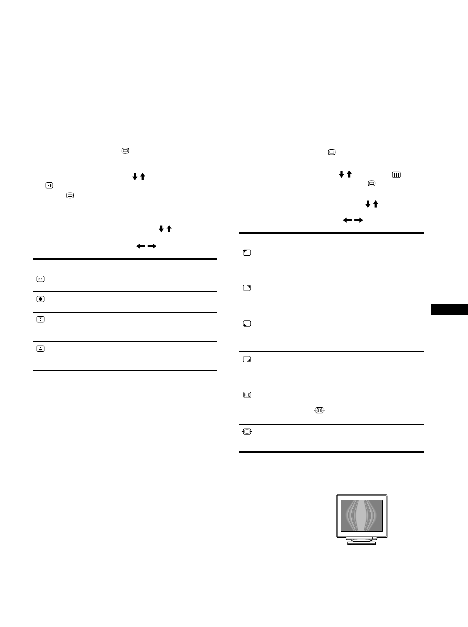 Einstellen der konvergenz (konvergenz), Einstellen der bildqualität (bild), Bild (seite 11) | Sony Color Graphic Display User Manual | Page 43 / 84