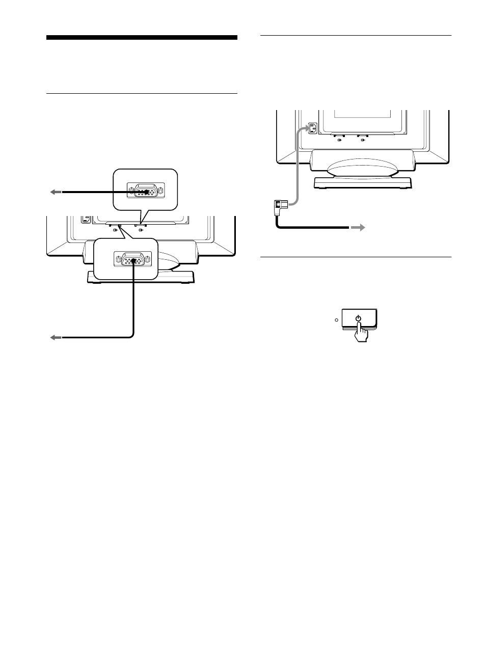 Instalación, Paso 1: conexión del monitor al ordenador, Paso 2: conexión del cable de alimentación | Paso 3: encendido del monitor y del ordenador, Paso 1: con, Paso 2: con, Paso 3: en | Sony Color Graphic Display User Manual | Page 54 / 84
