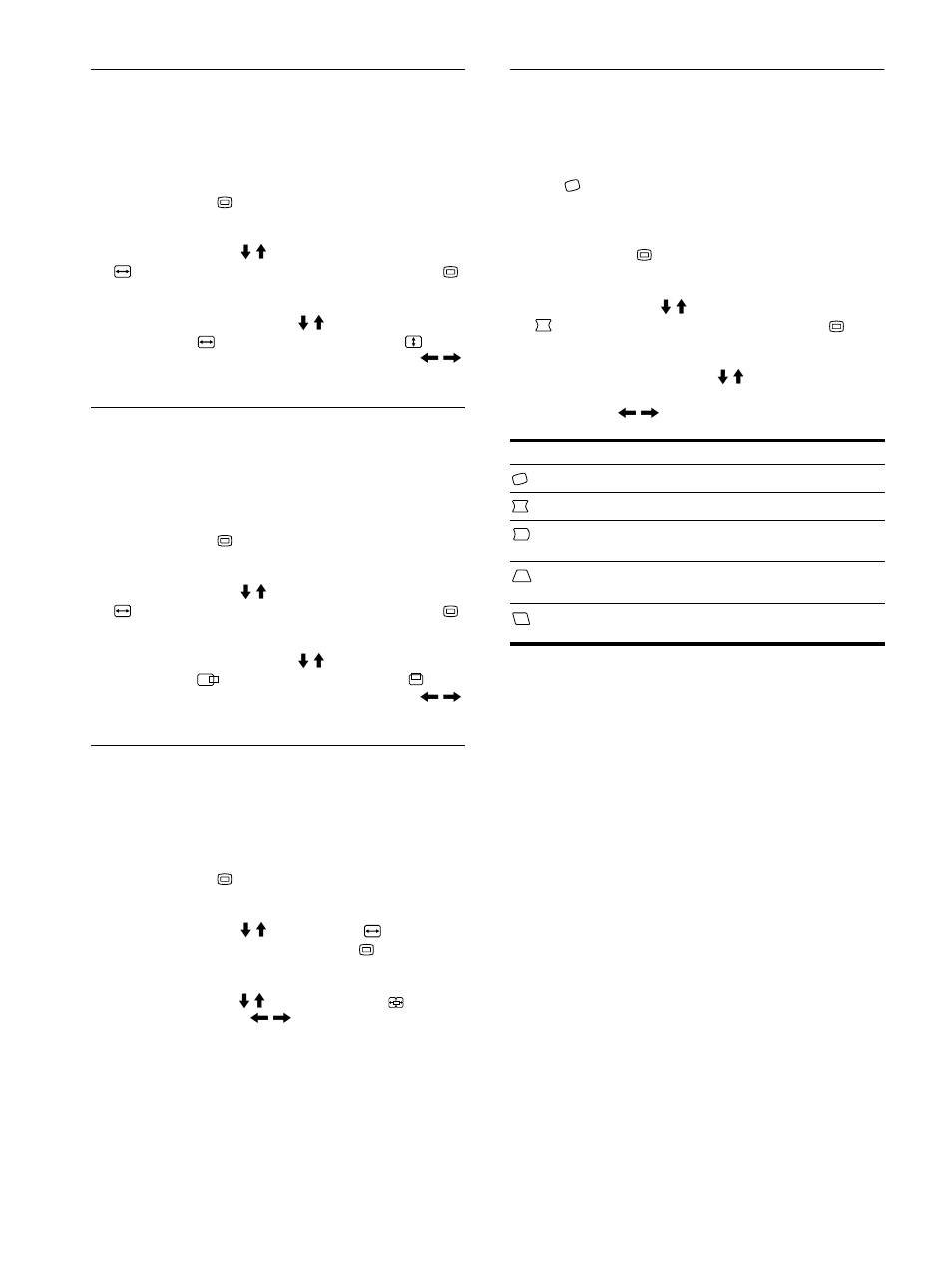 Ajuste del tamaño de la imagen (tamaño/centro), Ajuste del centrado de la imagen (tamaño/centro), Ampliación o reducción de la imagen (zoom) | Ajuste de la forma de la imagen (geometria), 10 ajuste del tamaño de la imagen (tamaño/centro) | Sony Color Graphic Display User Manual | Page 58 / 84