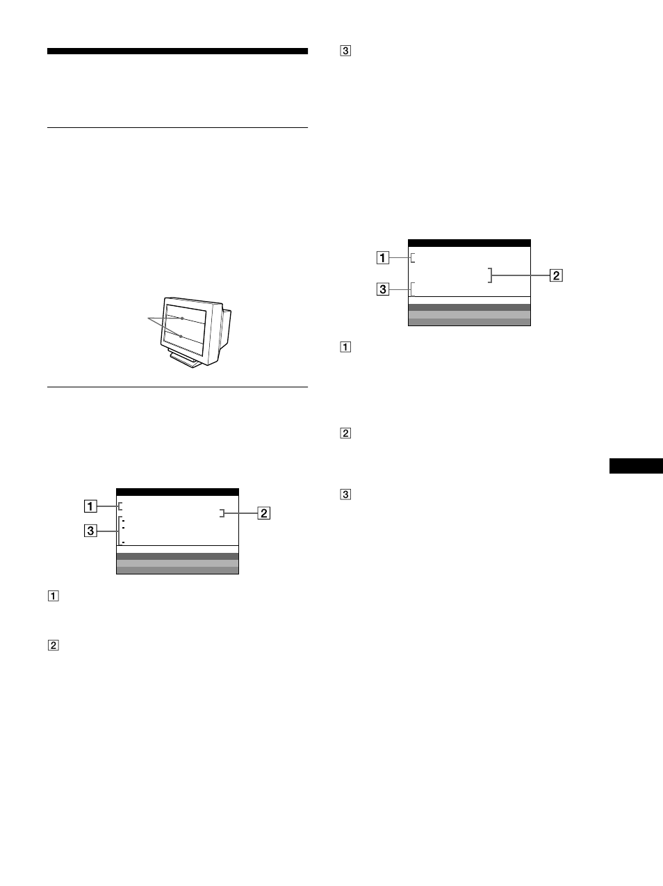 Solución de problemas, Mensajes en pantalla | Sony Color Graphic Display User Manual | Page 63 / 84