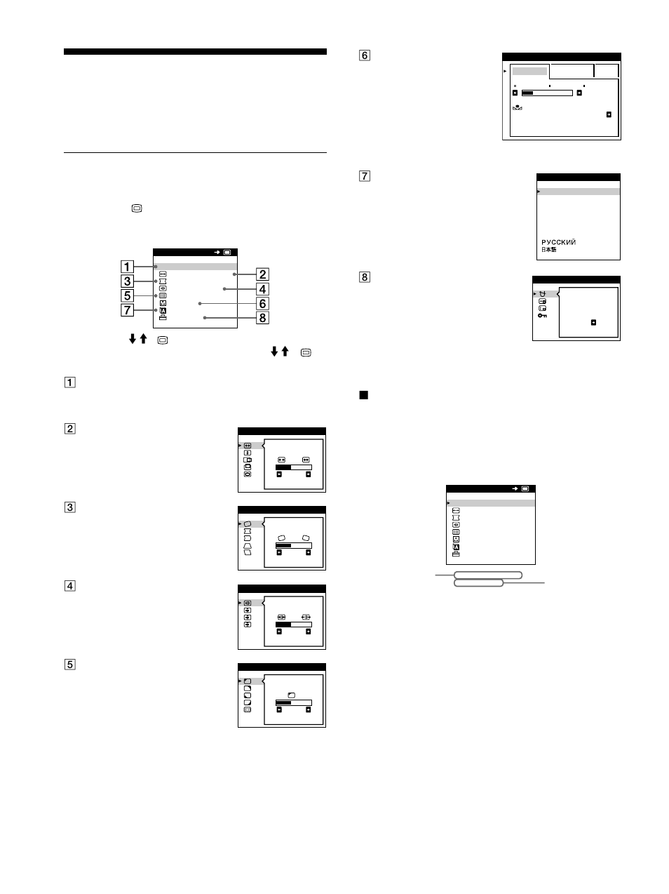 Personalizzazione del monitor, Come spostarsi all’interno del menu, Xvisualizzazione del segnale di ingresso corrente | Sony Color Graphic Display User Manual | Page 72 / 84