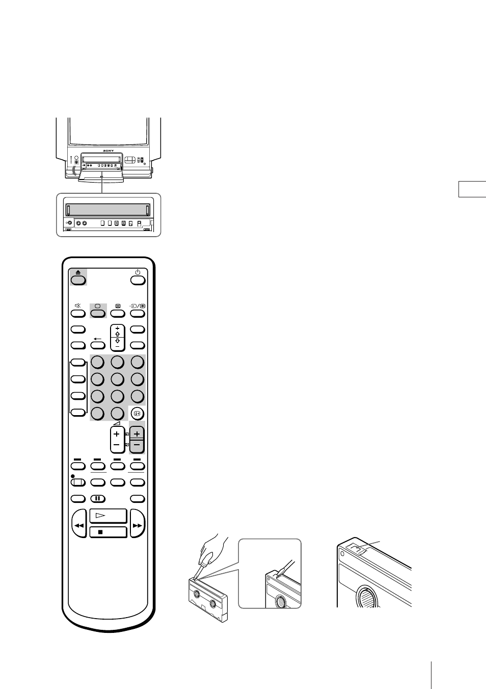 Playing a tape, Inserting a video cassette, Ejecting a video cassette | Sony Trinitron KV-21V4U User Manual | Page 22 / 48