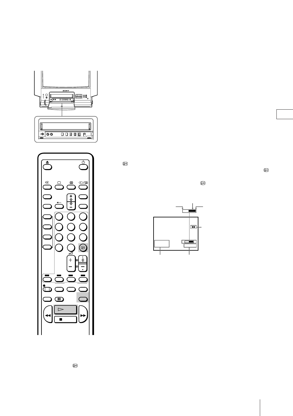 Playing a tape repeatedly (auto repeat), Displaying the on-screen indications, Resetting the tape counter | Sony Trinitron KV-21V4U User Manual | Page 24 / 48