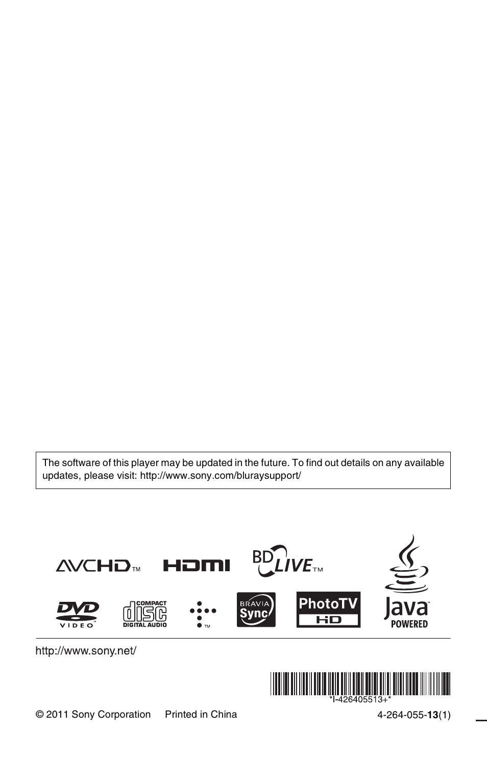 Sony BLU-RAY DISC BDP-SX1000 User Manual | Page 32 / 32