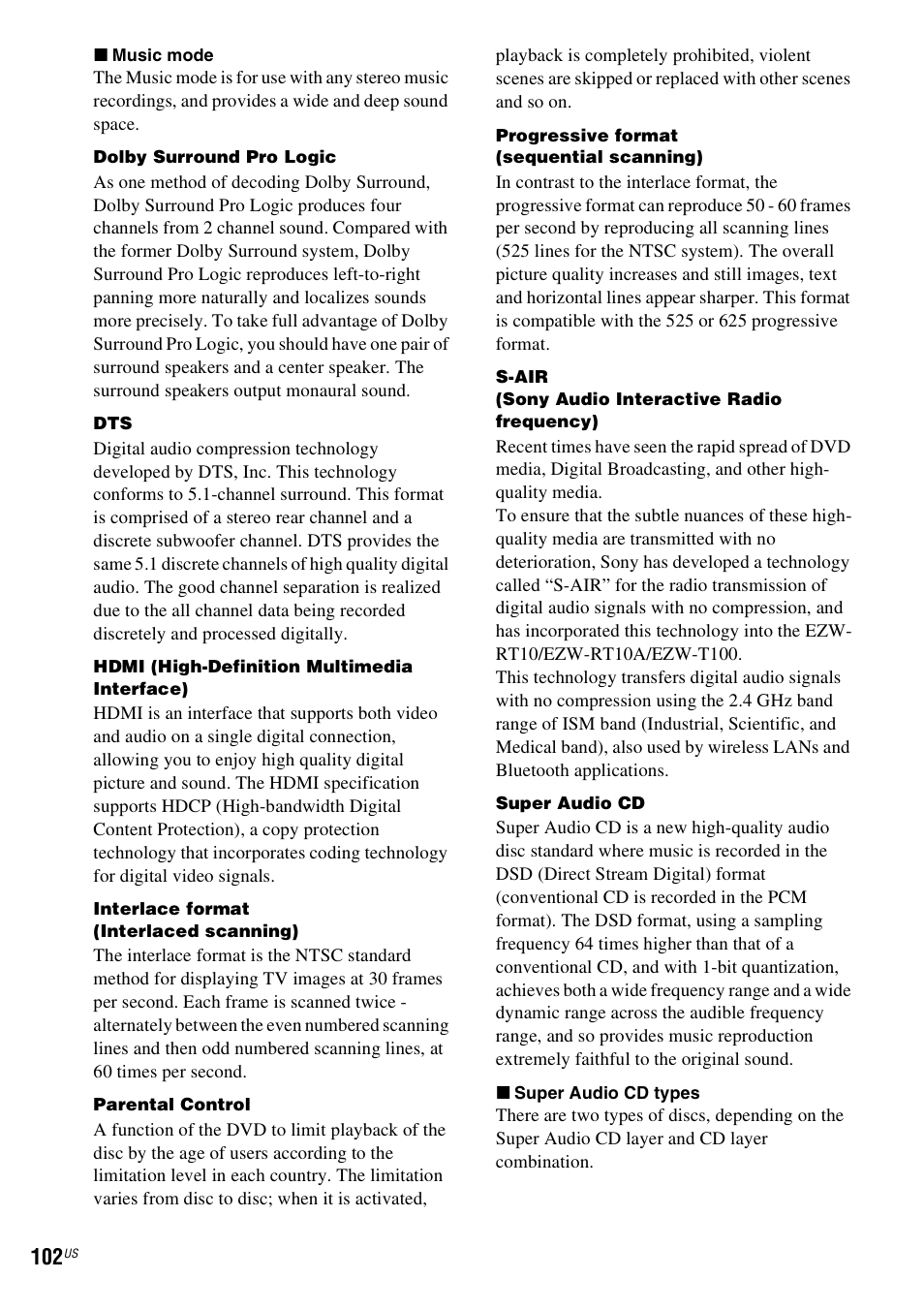 Sony DAV-HDX589W User Manual | Page 102 / 116