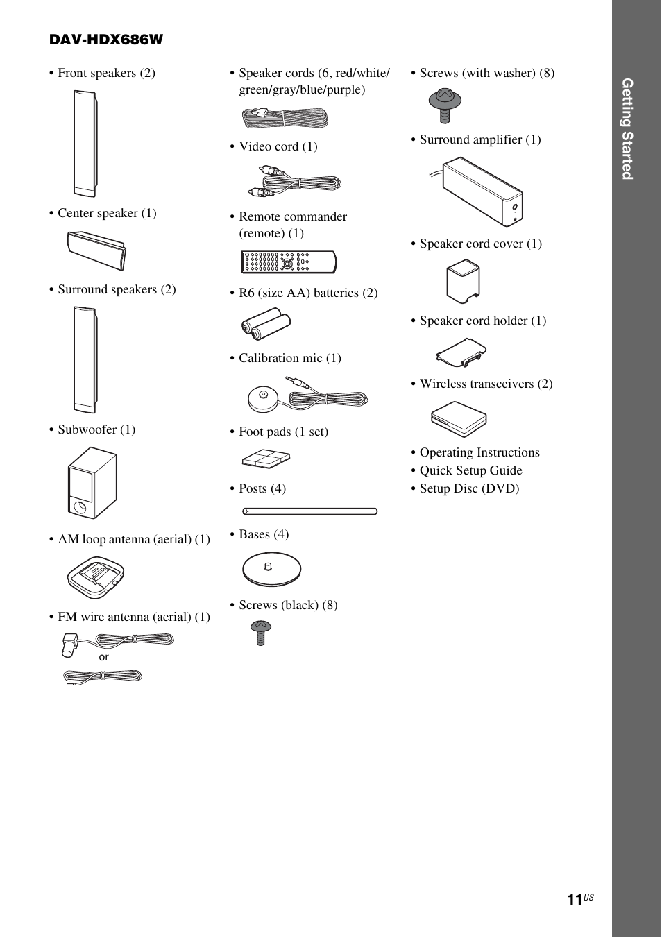 Sony DAV-HDX589W User Manual | Page 11 / 116