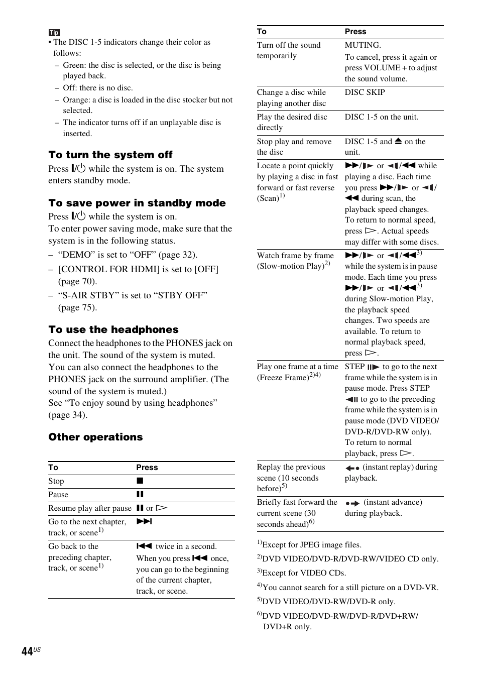 Other operations | Sony DAV-HDX589W User Manual | Page 44 / 116