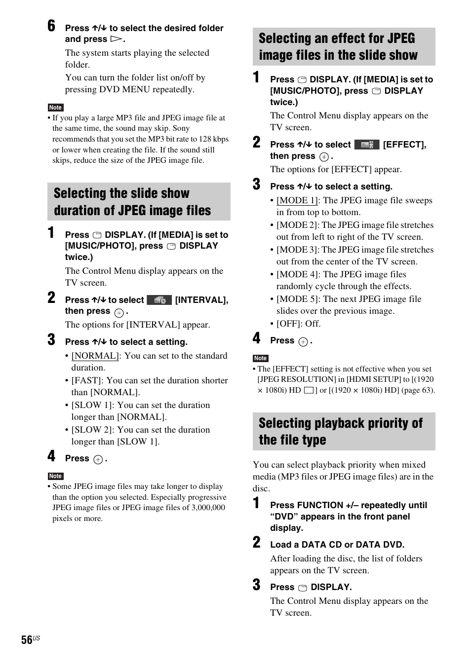 Selecting playback priority of the file type | Sony DAV-HDX589W User Manual | Page 56 / 116