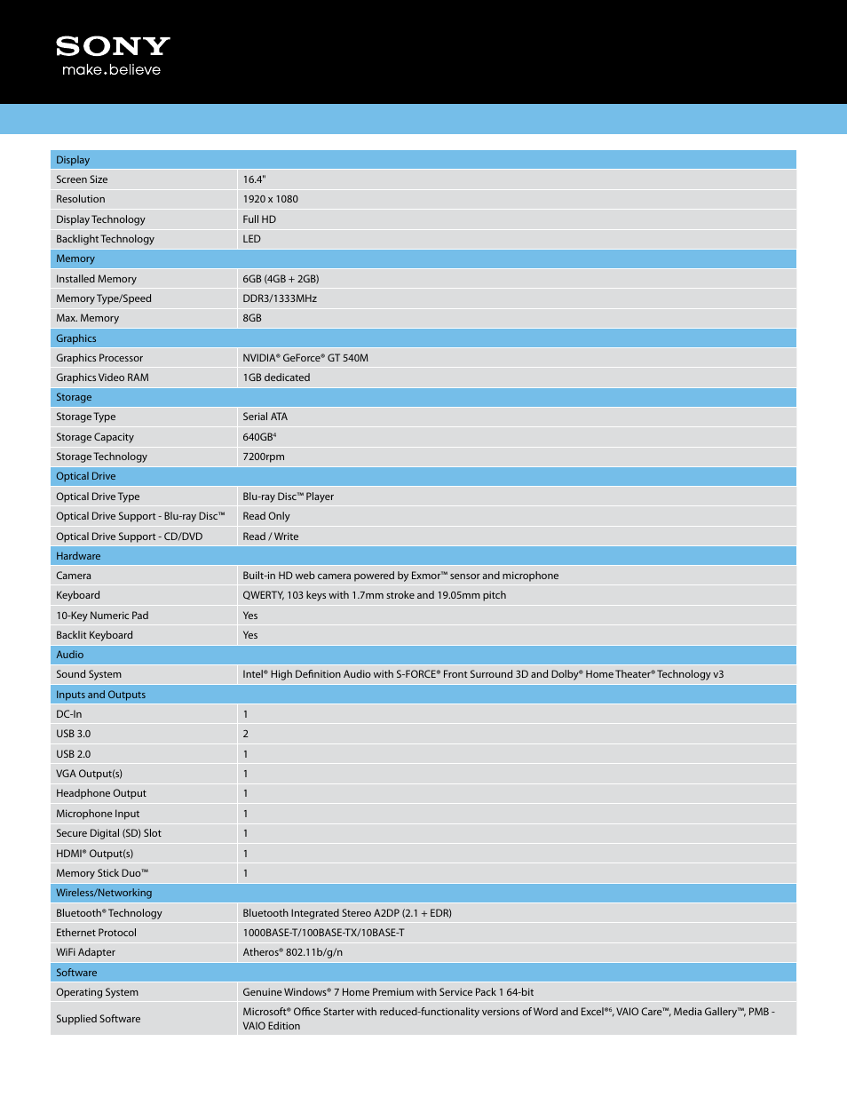 Sony VPCF22BFX/B User Manual | Page 2 / 4