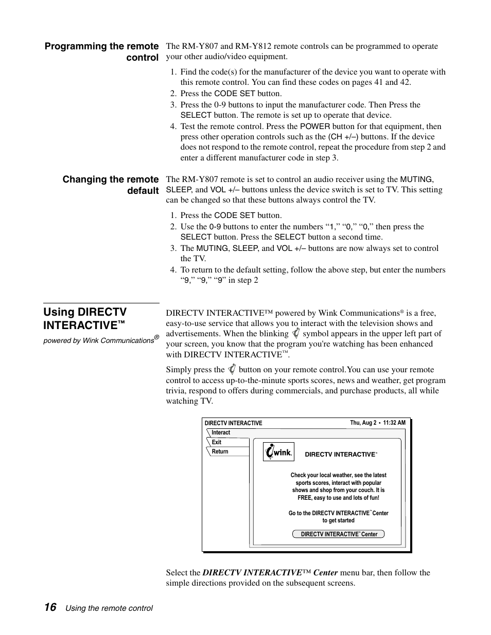 Using directv interactive | Sony SAT-B65 User Manual | Page 25 / 58