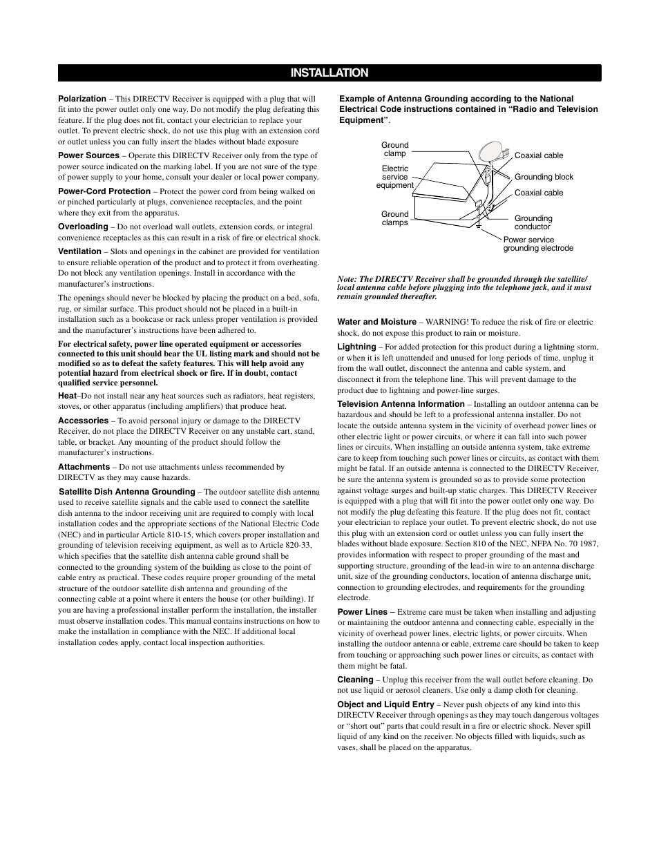 Installation | Sony SAT-B65 User Manual | Page 4 / 58