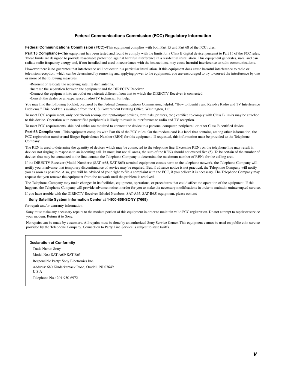 Sony SAT-B65 User Manual | Page 6 / 58