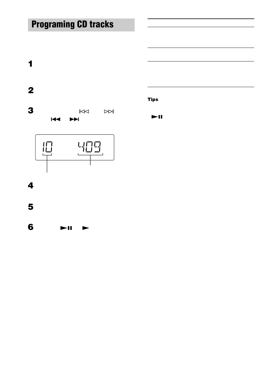 Programing cd tracks —program play, Programing cd tracks, Program play | Sony CHC-TB10 User Manual | Page 10 / 32