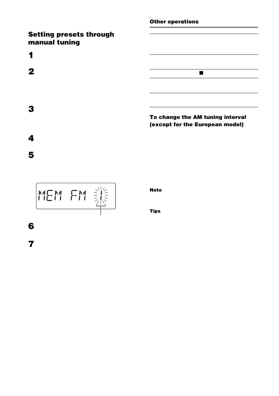 Listening to the radio, Preset tuning —manual tuning | Sony CHC-TB10 User Manual | Page 12 / 32