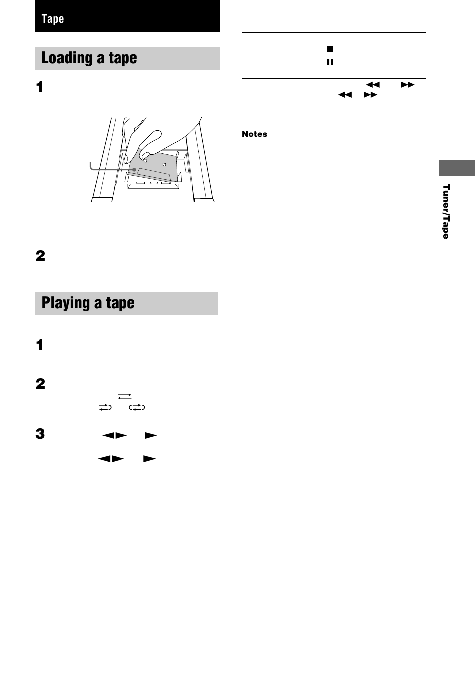 Tape, Loading a tape, Playing a tape | Sony CHC-TB10 User Manual | Page 15 / 32