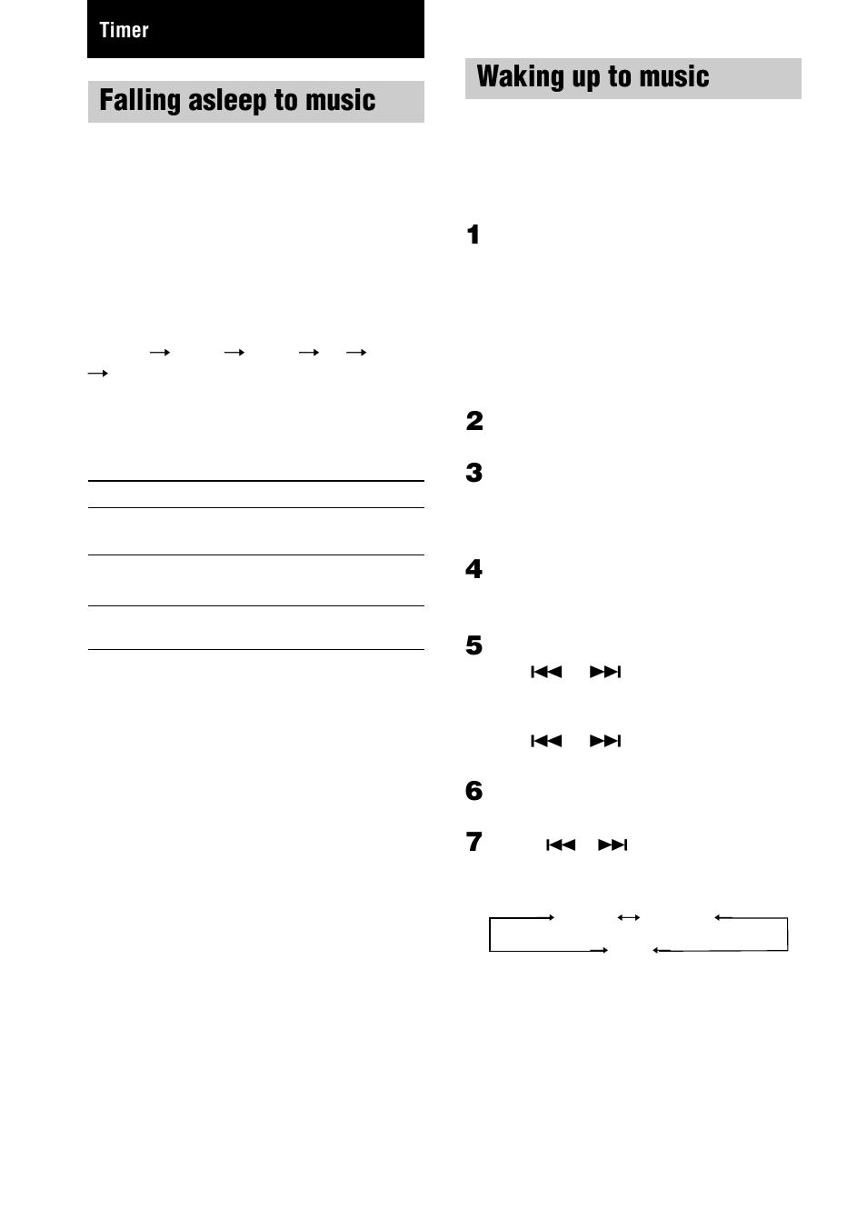 Timer, Falling asleep to music — sleep timer, Waking up to music — daily timer | Falling asleep to music, Sleep timer, Waking up to music, Daily timer | Sony CHC-TB10 User Manual | Page 20 / 32