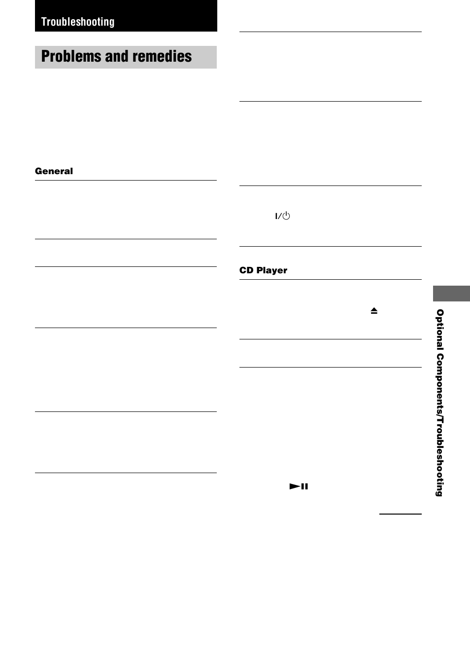 Troubleshooting, Problems and remedies | Sony CHC-TB10 User Manual | Page 25 / 32