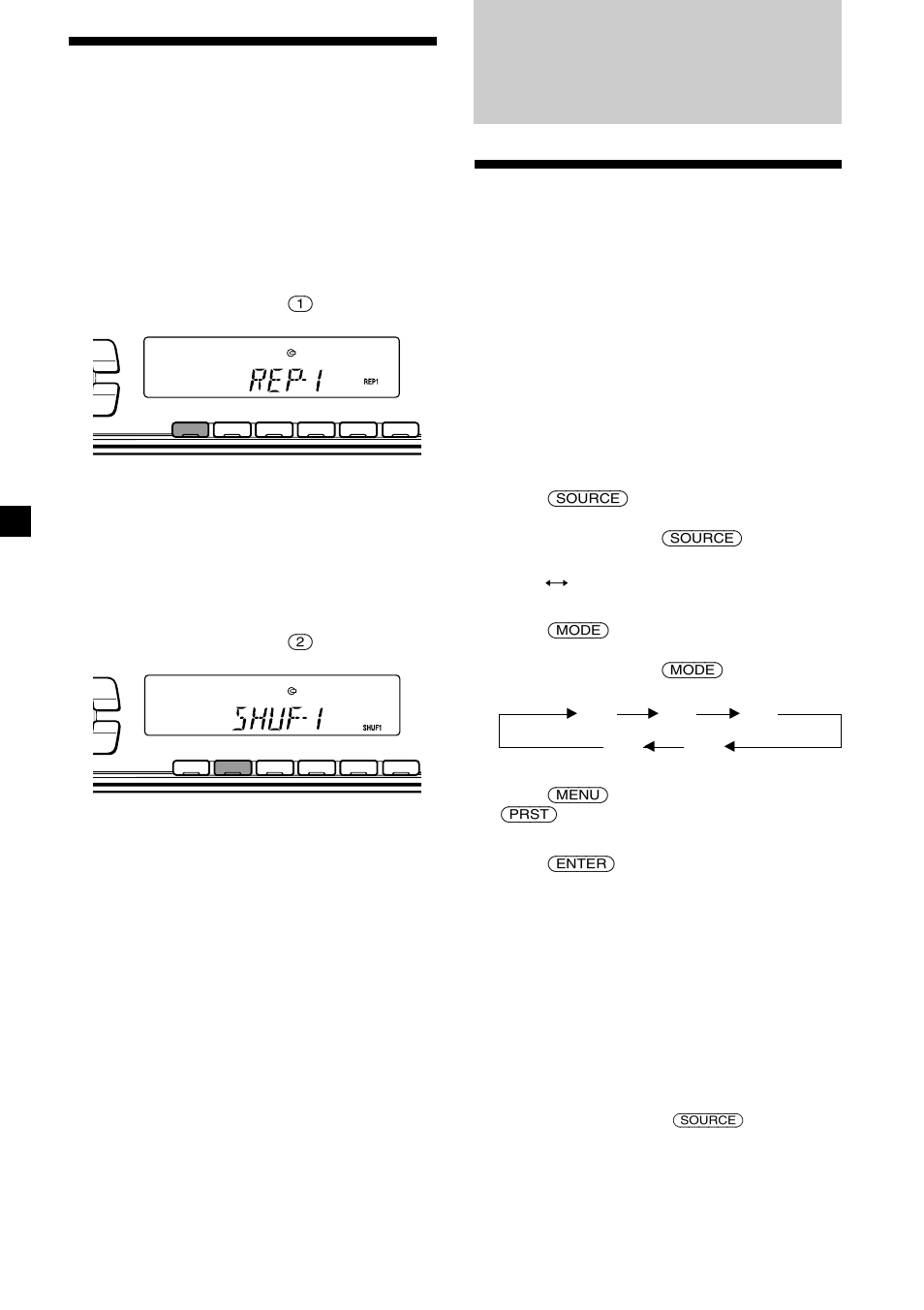 Radio, Playing a cd in various modes, Playing tracks repeatedly — repeat play | Playing tracks in random order — shuffle play | Sony CDX-4005 User Manual | Page 10 / 24