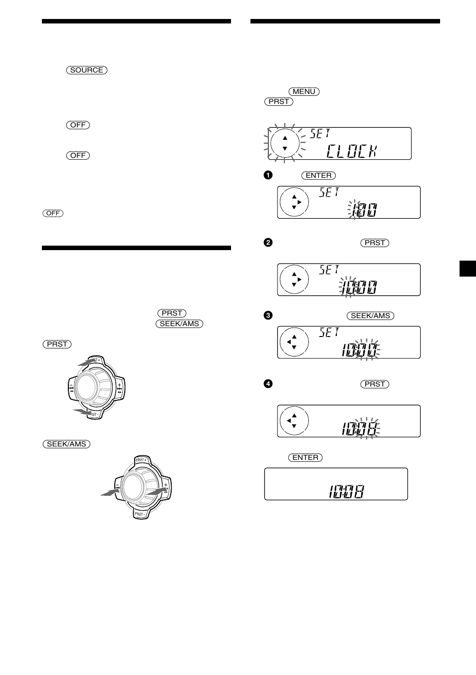 7turning the unit on/off, How to use the menu, Setting the clock | Sony CDX-4005 User Manual | Page 7 / 24